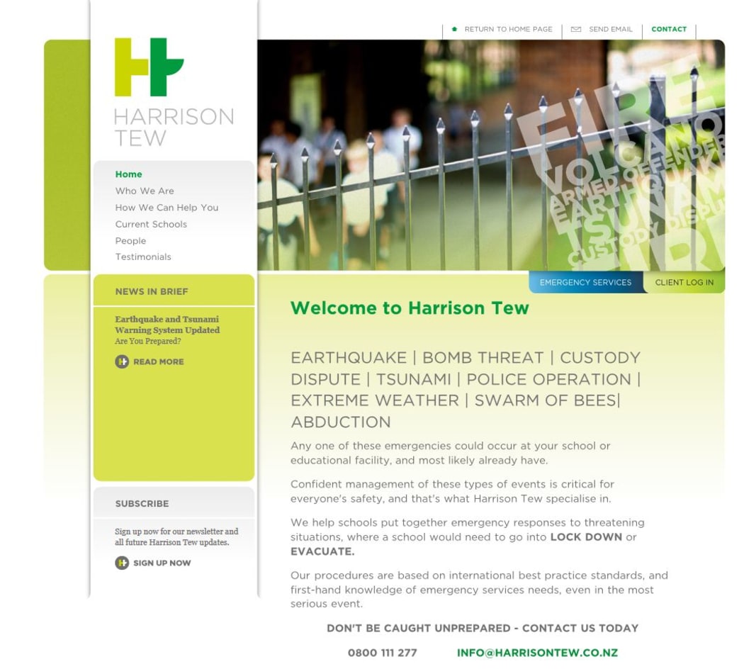A screenshot of Harrison Tew's website.