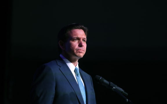 ROTHSCHILD, WISCONSIN - MAY 06: Florida Governor Ron DeSantis speaks to guests at the Republican Party of Marathon County Lincoln Day Dinner annual fundraiser on May 06, 2023 in Rothschild, Wisconsin. Although he has not yet announced his candidacy, DeSantis is expected to be among the top contenders vying for the Republican presidential nomination next year.   Scott Olson/Getty Images/AFP (Photo by SCOTT OLSON / GETTY IMAGES NORTH AMERICA / Getty Images via AFP)