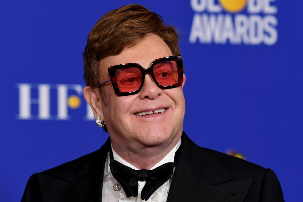 BEVERLY HILLS, CALIFORNIA - JANUARY 05: Elton John poses in the press room with the award for Best Original Song - Motion Picture during the 77th Annual Golden Globe Awards at The Beverly Hilton Hotel on January 05, 2020 in Beverly Hills, California.   Kevin Winter/Getty Images/AFP