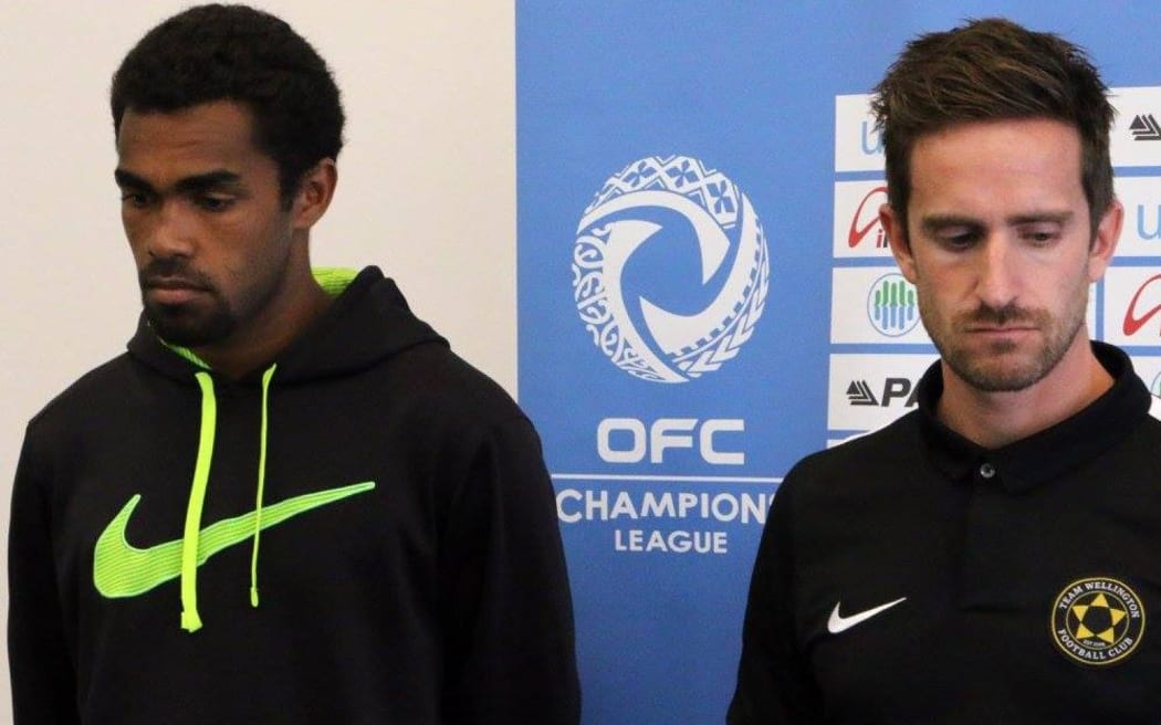 AS Magenta's Kevin Nemia, (left), and Team Wellington coach José Figueira