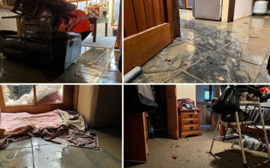 The aftermath as floodwaters recede at a home on Aubrey Road.