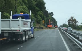 State Highway 2 in Wellington was was blocked northbound from Melling due to a slip.