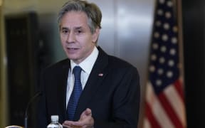 Secretary of State Antony Blinken speaks at the State Department in Washington, DC, on February 1, 2022