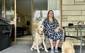 Martine Abel-Williamson and her guide dogs.