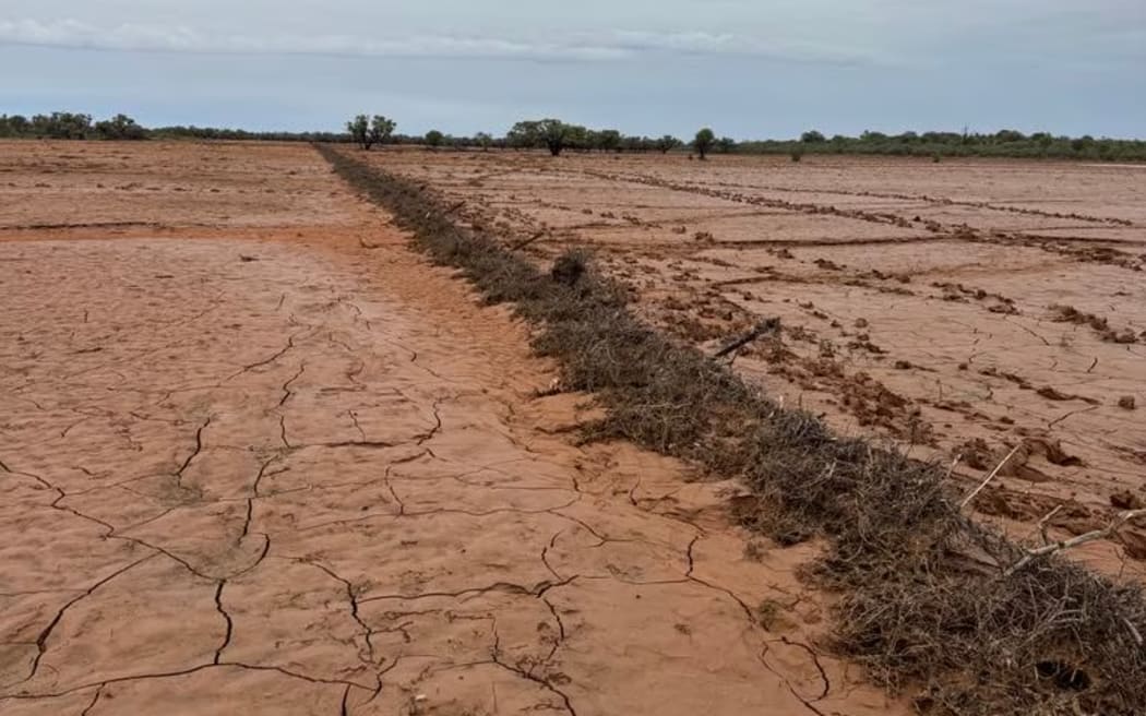 The remnants of a fence on Andy Picone's Western Queensland property. (Supplied: Andy Picone)