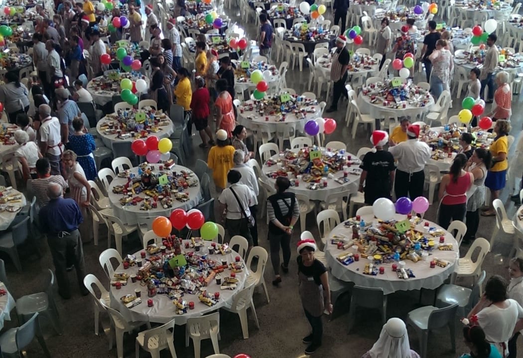 Tables ready for the Auckland City Mission lunch.