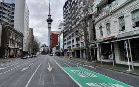 Central Auckland on Wednesday 25 August 2021 on the eighth today of a Covid-19 lockdown.