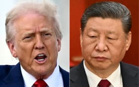 This combination image of two pictures created on April 4, 2025 shows US President Donald Trump (L) in Miami, Florida, on April 3, 2025, and China's President Xi Jinping (R) in Beijing on March 5, 2025.