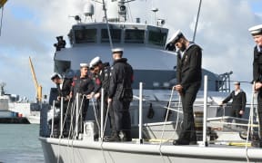 The HMNZS Taupo departing for Fiji on Operation Wasawasa.