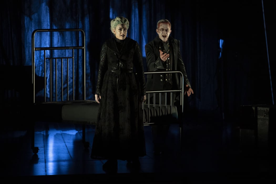 Miss Jessel (Madeleine Pierard) and Quint (Jared Holt) - NZ Opera's 2019 production of The Turn of the Screw, by Benjamin Britten.