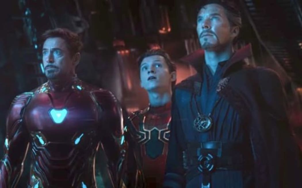 Iron Man, Spider-Man and Doctor Strange in a scene from Avengers: Infinity War.