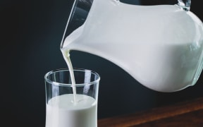 Milk being poured into glass