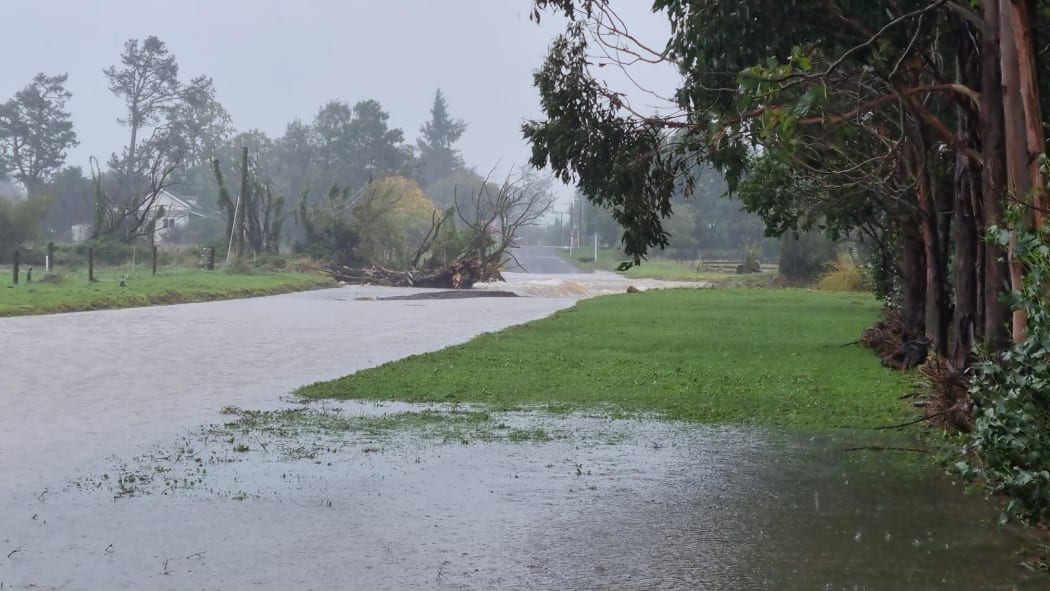 A section of a road near the Central Hawkes Bay District village of Ongaonga was washed out after heavy rain hit the region.