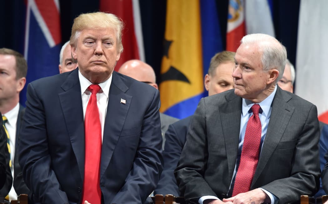 Donald Trump with Mr Sessions in December last year.