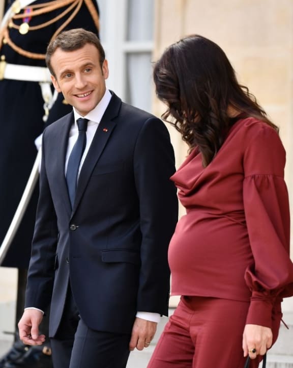 PARIS, FRANCE - APRIL 16: President of France, Emmanuel Macron (L) accompanies Prime Minister of New Zealand, Jacinda Ardern (R) as she leaves following their meeting at Elysee Palace in Paris, France on April 16, 2018. Mustafa Yalcin / Anadolu Agency