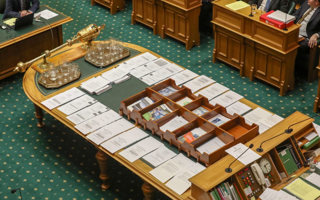 Proposed amendments to the Electoral (Integrity) Amendment Bill 2018 cover the table in the House. 9 august 2018