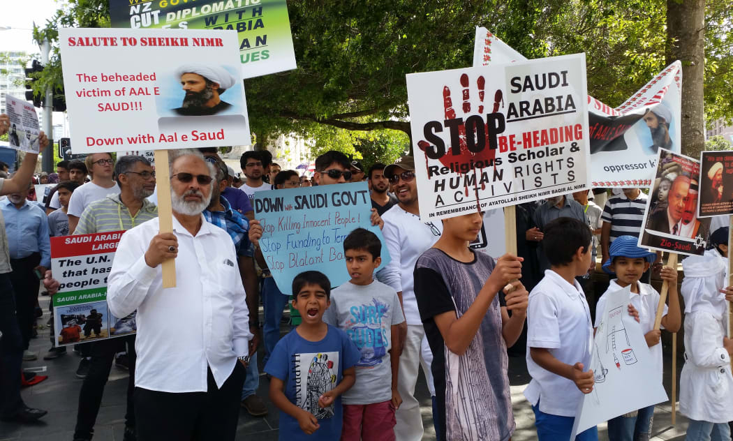 Members of Auckland's Shia Muslim community held a rally to protest the execution of a popular cleric by Saudi Arabia