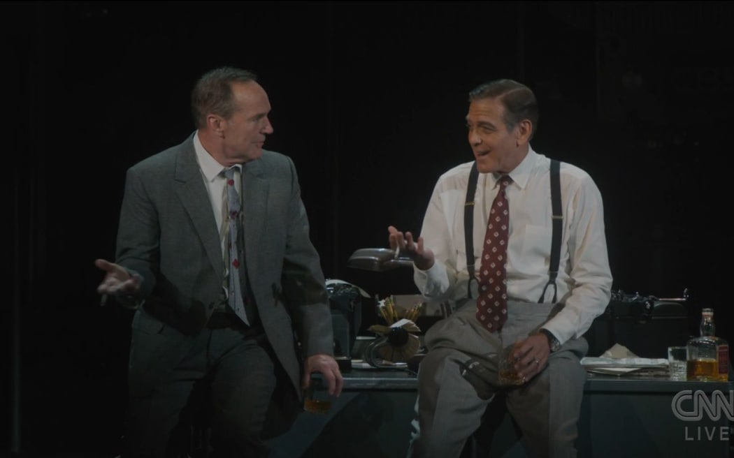 George Clooney in the CNN livestream of his play Good Night and Good Luck.