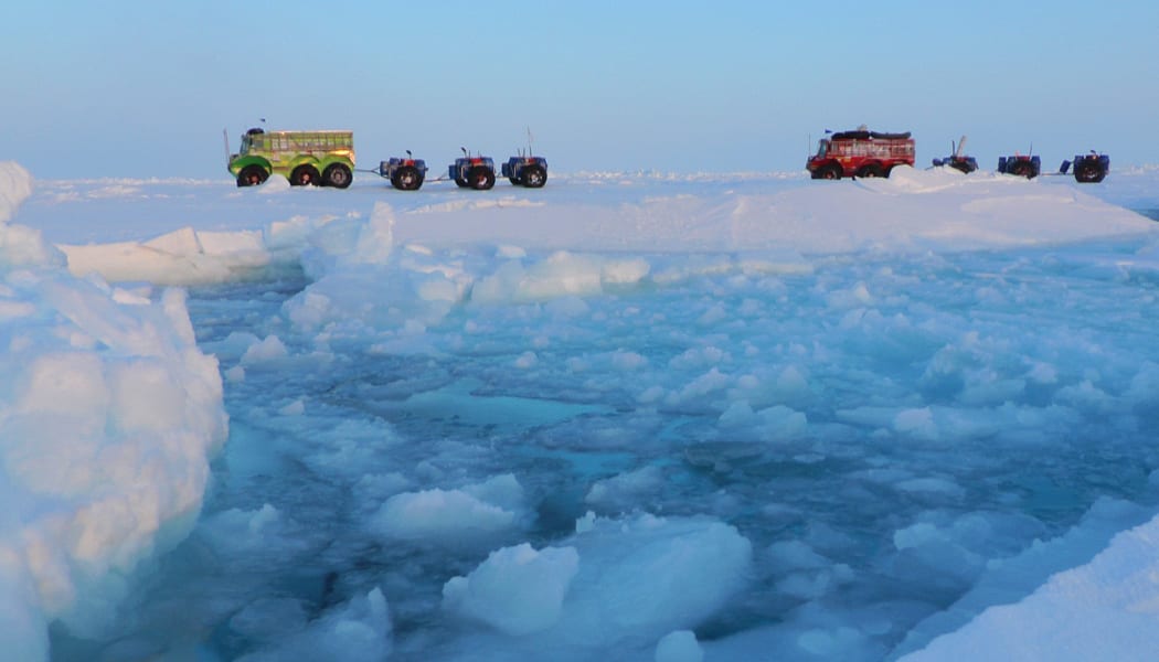 A photo from Russia's Marine Ice Automobile Expedition in 2013. Russia and Canada have made competing claims to a vast area of Arctic seabed.