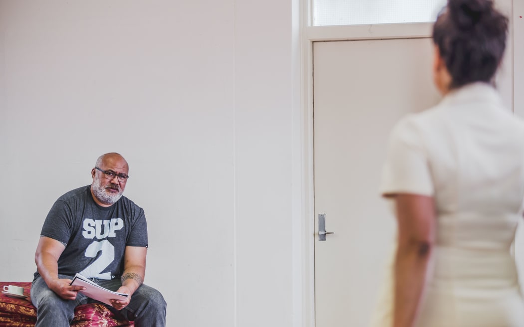 David Fane and Nicole Whippy in rehearsal for 'The Mountaintop'