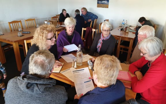 Tekapo residents meeting to demand a speed limit on the state highway through the town.