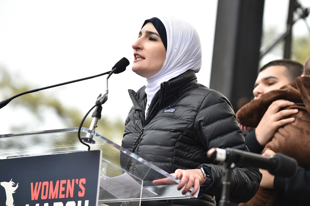 Linda Sarsour speaks onstage during the Women's March on Washington on January 21, 2017 in Washington, DC.
