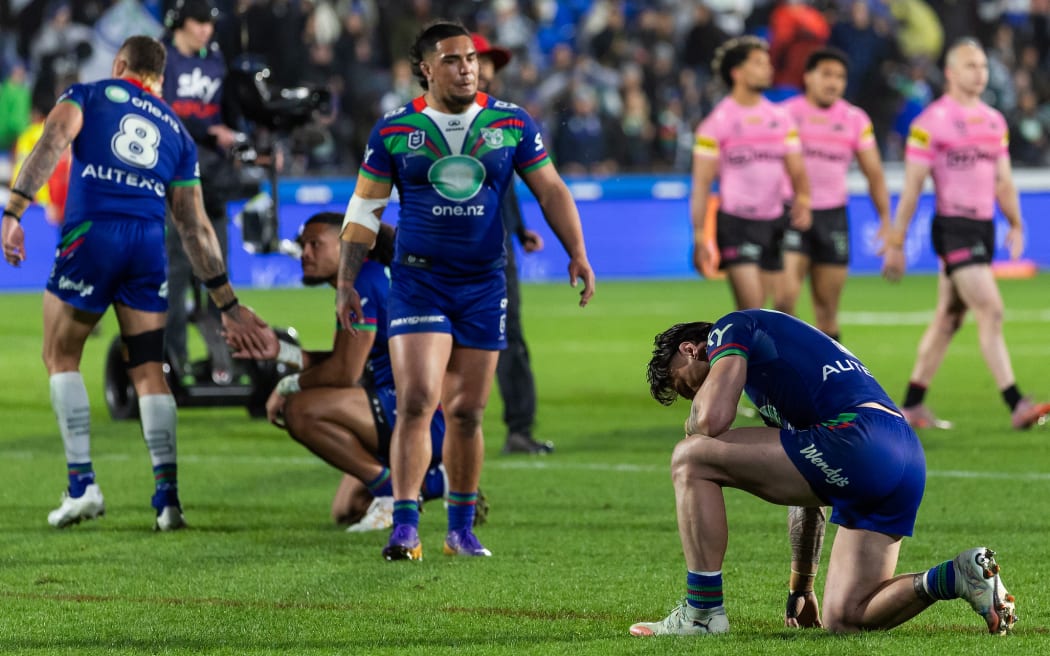 Warriors Charnze Nicoll-Klokstad after their loss in the NRL Telstra Premiership Finals Week 1 - NZ Warriors v Penrith Panthers at Go Media Stadium.