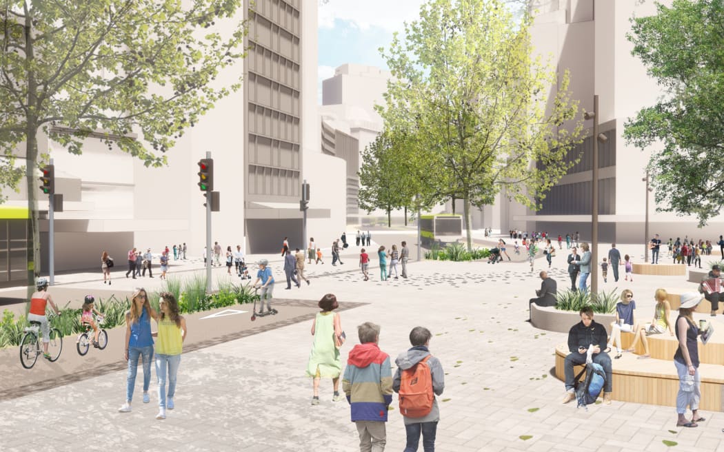 Artist impression (subject to detailed design) of Midland Park in Wellington.