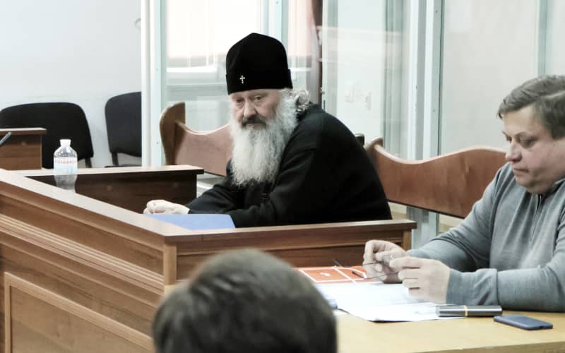 Metropolitan Pavlo, the director of the Kyiv-Pechersk Lavra sits in a court in Kyiv, on April 1, 2023.