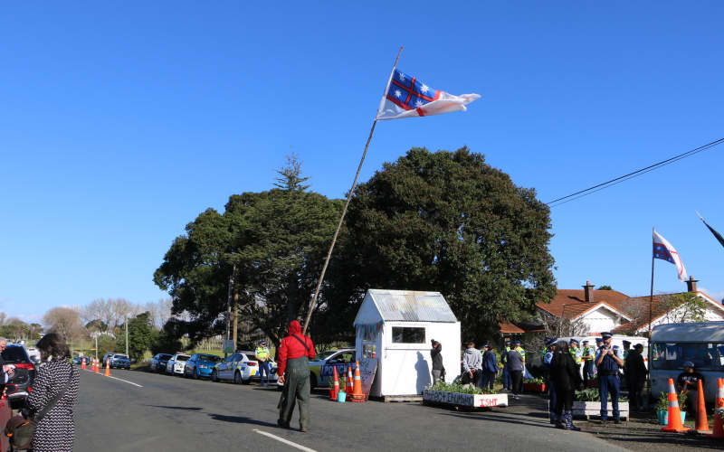 Protesters at Ihumātao where an eviction notice has been served against occupiers.