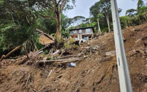 Slips, house damage in Karekare in West Auckland caused by Cyclone Gabrielle