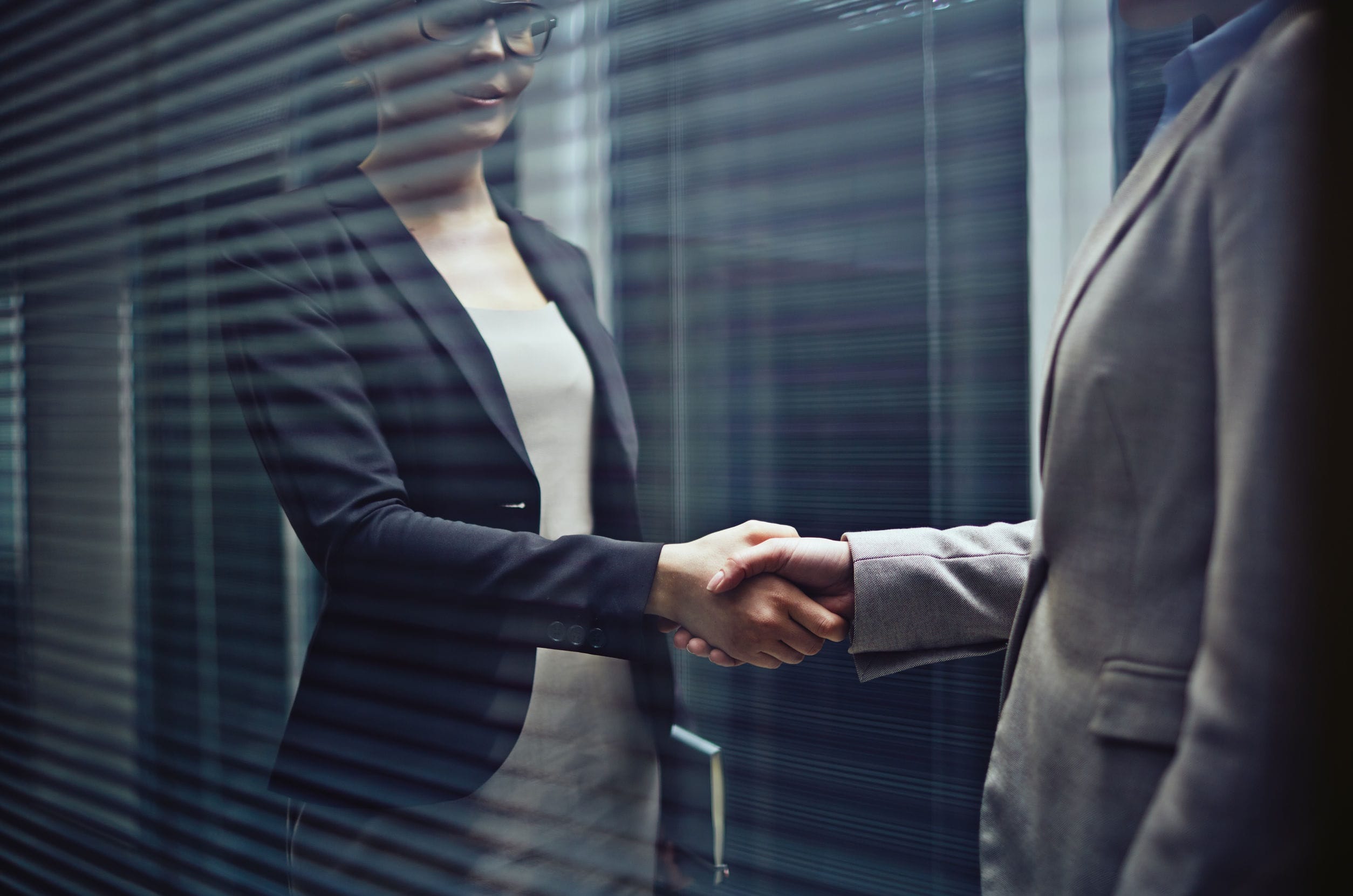 two businesswomen handshaking