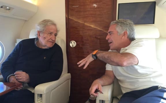 Philosopher Noam Chomsky is seen with Jeffrey Epstein in this undated picture released by Democrats on the House Oversight Committee on Thursday, 18 December.