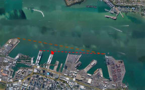 The location of the proposed mooring dolphin within the Auckland CBD waterfront area.