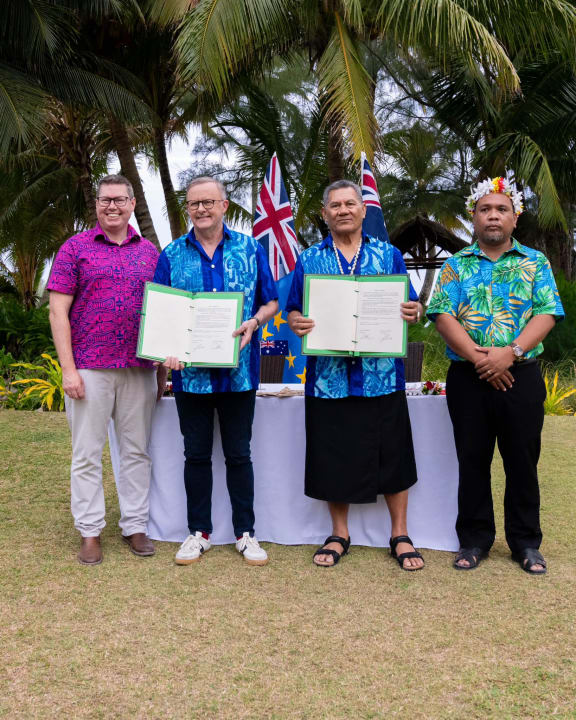 Australia's prime minister Anthony Albanese and Tuvalu's prime minister Kausea Natano signed a treaty known as the ‘Falepili Union’.