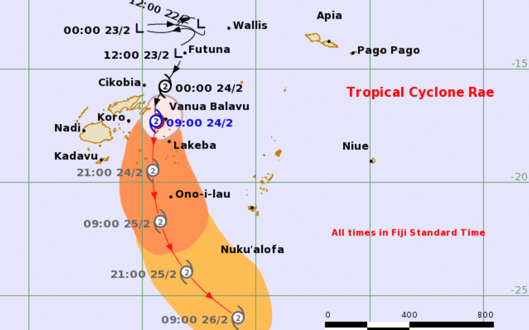 Tropical Cyclone Rae track map as at 9am February.