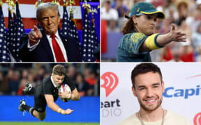 From top left, clockwise, US President Donald Trump, Raygun (Rachael Gunn), British singer Liam Payne, and All Blacks' Beauden Barrett.