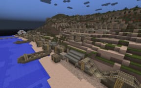 Screenshot of Gallipoli in Minecraft world created by Alfriston College students