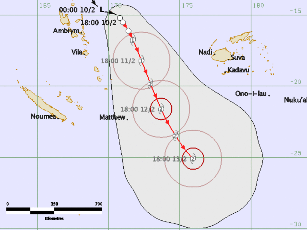 Map tracking Cyclone Winston