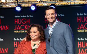 Hugh Jackman with Keala Settle.
