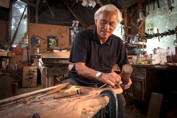 Award-winning artist and former All Black Fred Graham working in his Waiuku studio