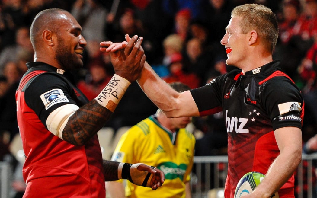 Nemani Nadolo and Johnny McNicholl share a moment.