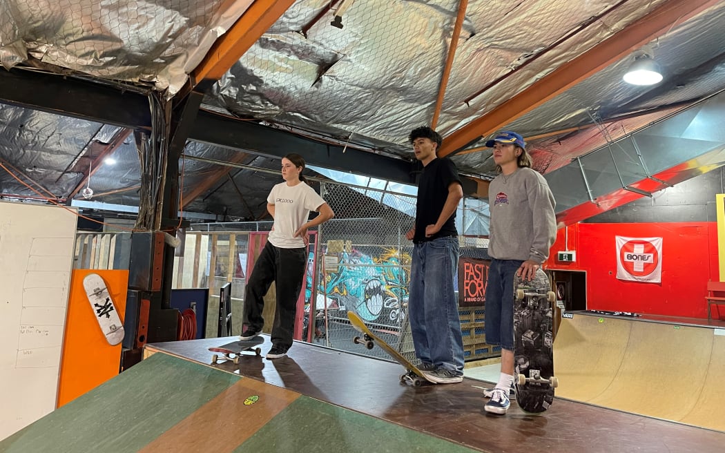 Young teenage skateboarders