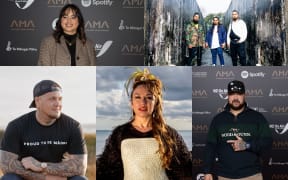 A composite image showing finalists in the 2025 Māori Music Awards: clockwise from top left: Paige, the Tuari Brothers, Hori Shaw, Toni Huata, Shane Walker.