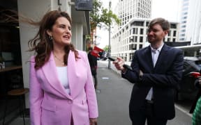 Nicola Willis  and RNZ journo Russell Palmer