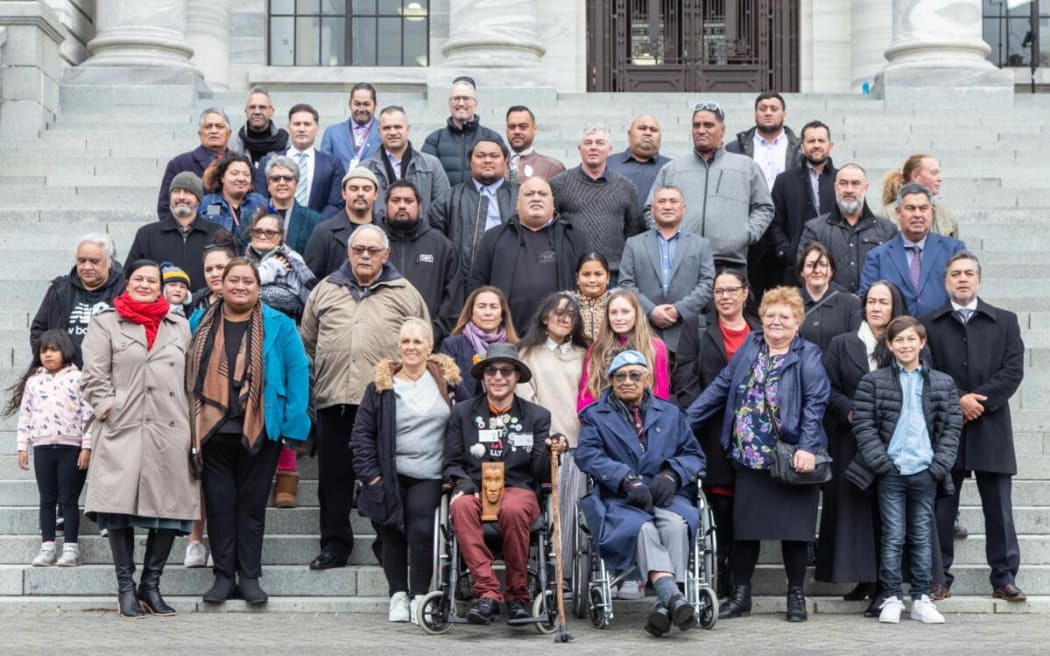 Ngāti Maru uri (descendants) at Parliament for the settlement bill's first reading in March.