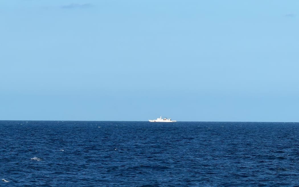 This handout photo taken and released on December 29, 2025, by the Taiwan Coast Guard shows Chinese Coast Guard vessel No. 1303 being detected 23 nautical miles northwest of Pengjia Islet.