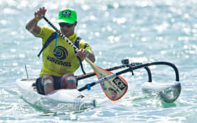 Danny Ching on his way to winning the outrigger leg.
