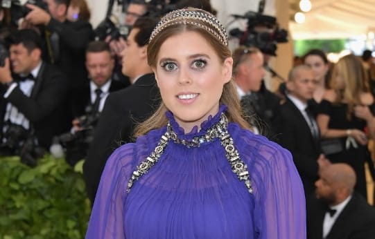 Princess Beatrice came in a purple, floor-length gown to the Institute Gala at The Metropolitan Museum of Art on May 7, 2018 in New York City.