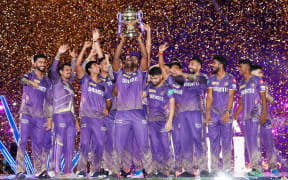 Kolkata Knight Riders celebrate winning the IPL.